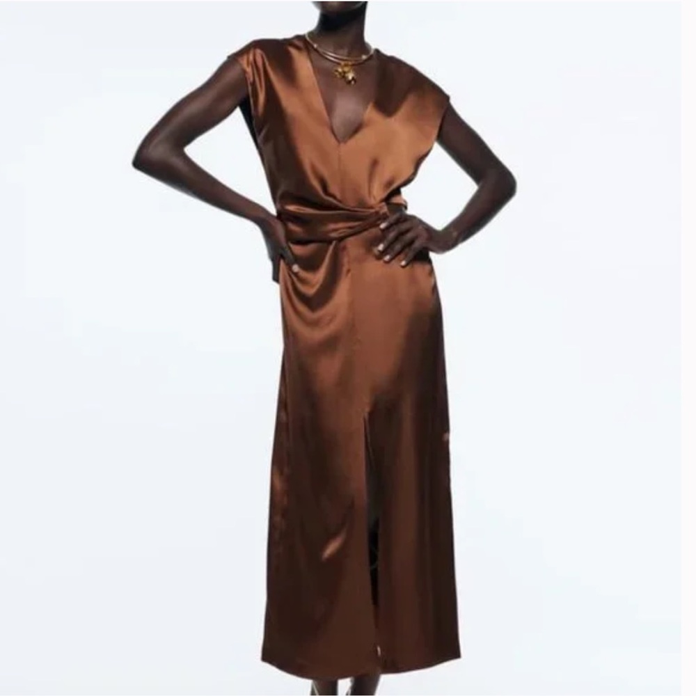 Zara | Brown Silk Zara Dress